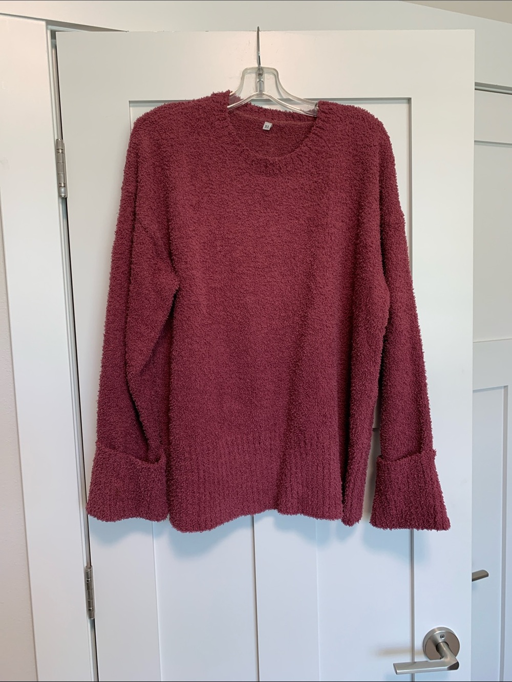 Cozy Plush Crewneck Sweater - Berry